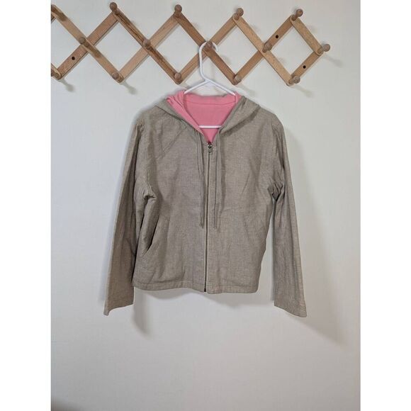 J. Jill Women's Hemp and Cotton Blend Tan Full Zip Hooded Jacket - Size M - Picture 1 of 7
